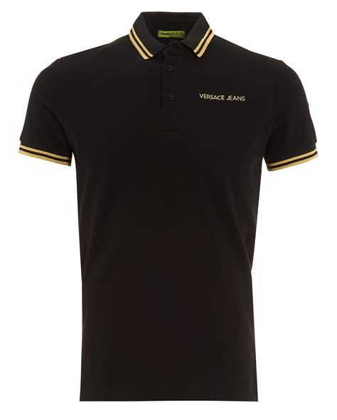 versace jeans tipped polo t shirt black|Versace long sleeves polo shirts.